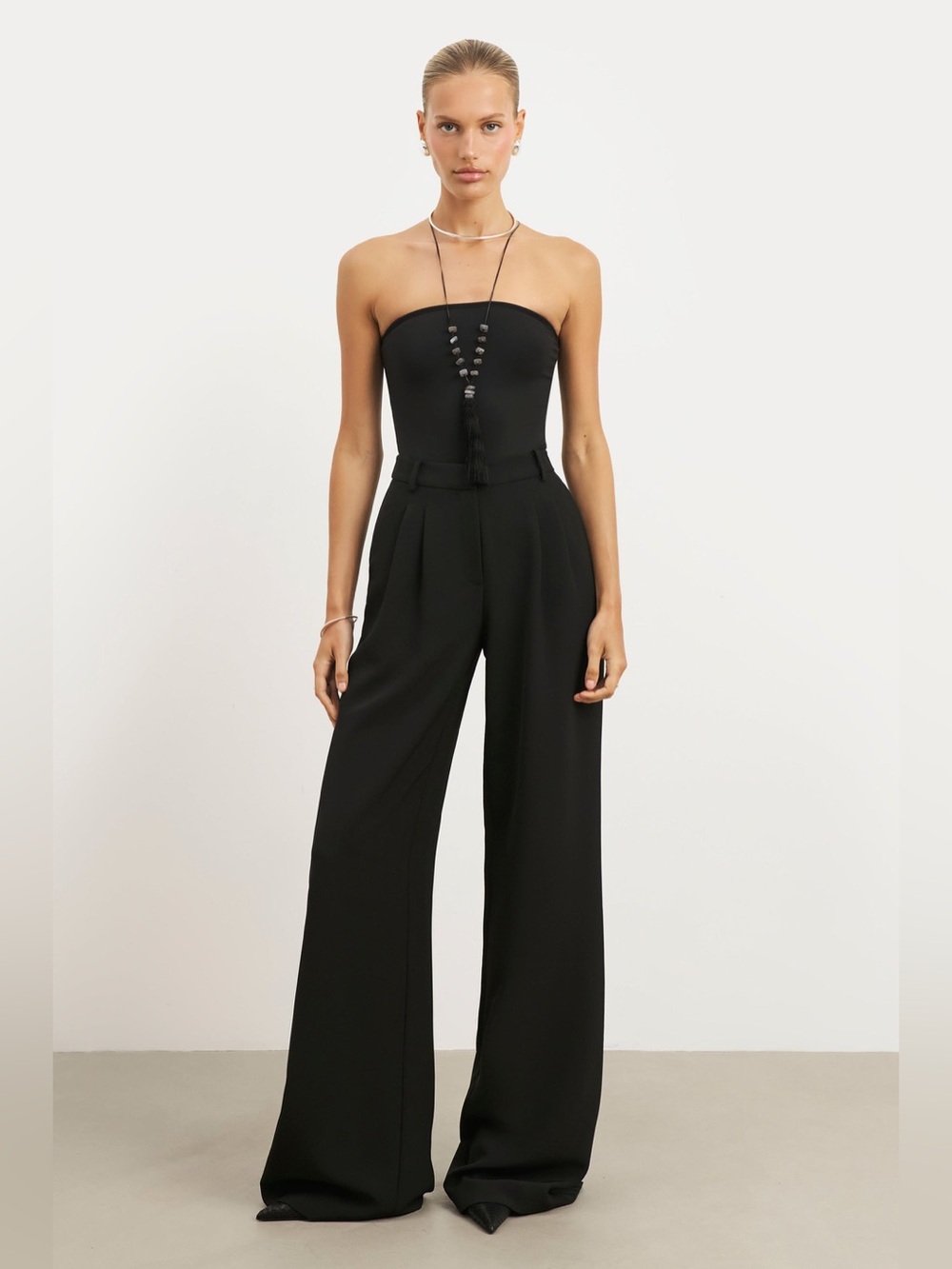 boa. Because Of Alice Effortless Pleated Wide Leg Trousers Black Small - Picture 1 of 11